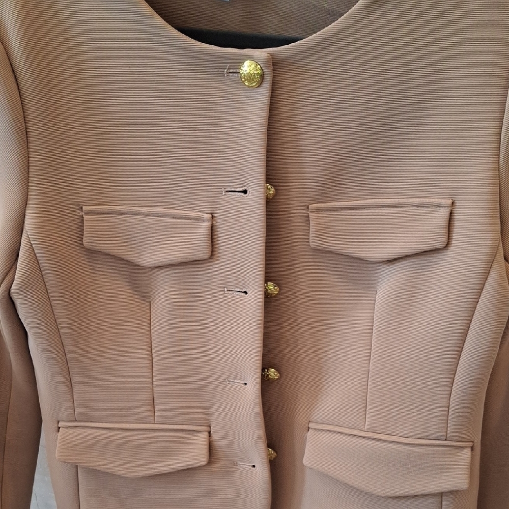Veronica Beard Camel Blazer with Gold Buttons - Picture 2 of 3
